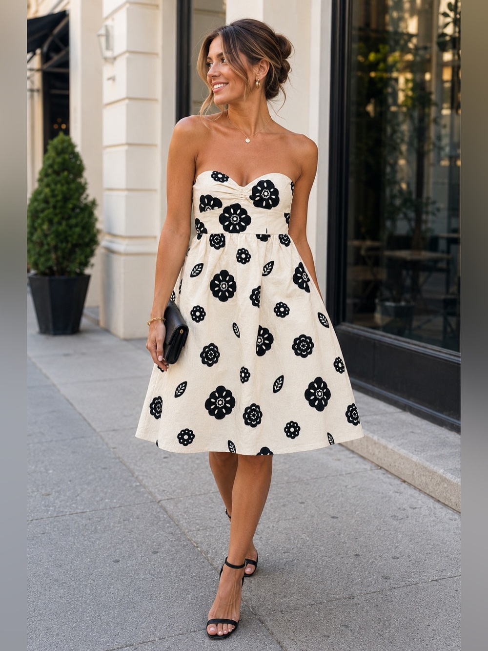 Tibi Strapless Floral Fit & Flare Cocktail Dress Size 4 Wedding Guest